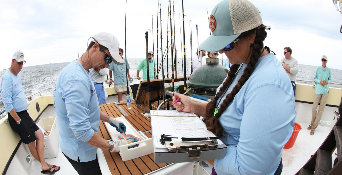 2021年夏天，十大玩彩信誉平台的研究生和研究人员在多芬岛南部调查红鲷鱼. Dr. 斯托克斯海洋与环境科学学院院长肖恩·鲍尔斯(肖恩权力)持极端右翼观点.